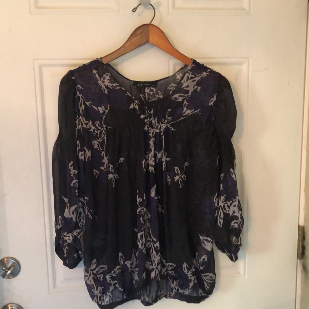 Zara Black and Purple Floral Blouse - Picture 3 of 14